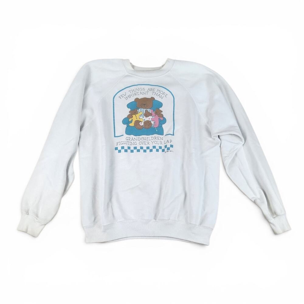 Vtg 1990 Cute Grandma Bears Grandkids Crewneck Sweater XL Made In USA Graphic